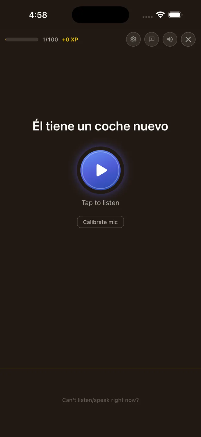 Practice speaking — Second Language RPG on iOS
